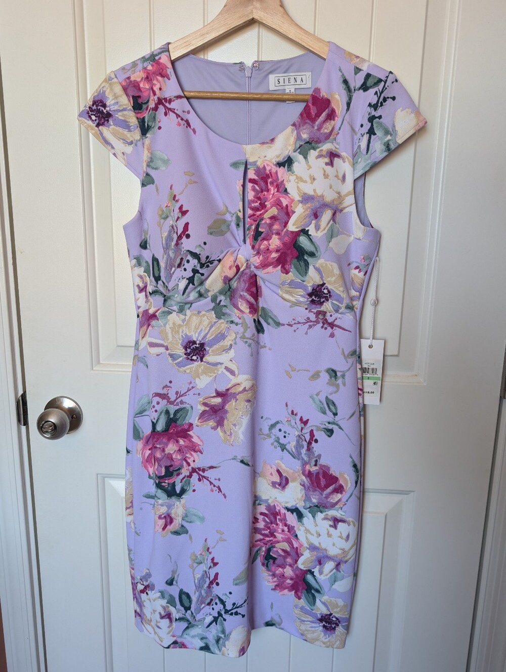 NWT Siena Studio Floral Keyhole Printed Mini Dress W8 Lilac/White